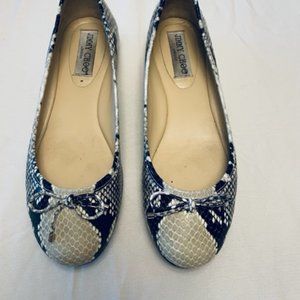 Jimmy Choo Walsh Snake-Effect Leather Ballet Flats